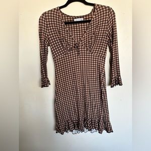 Urban Outfitters pink and black gingham body con dress